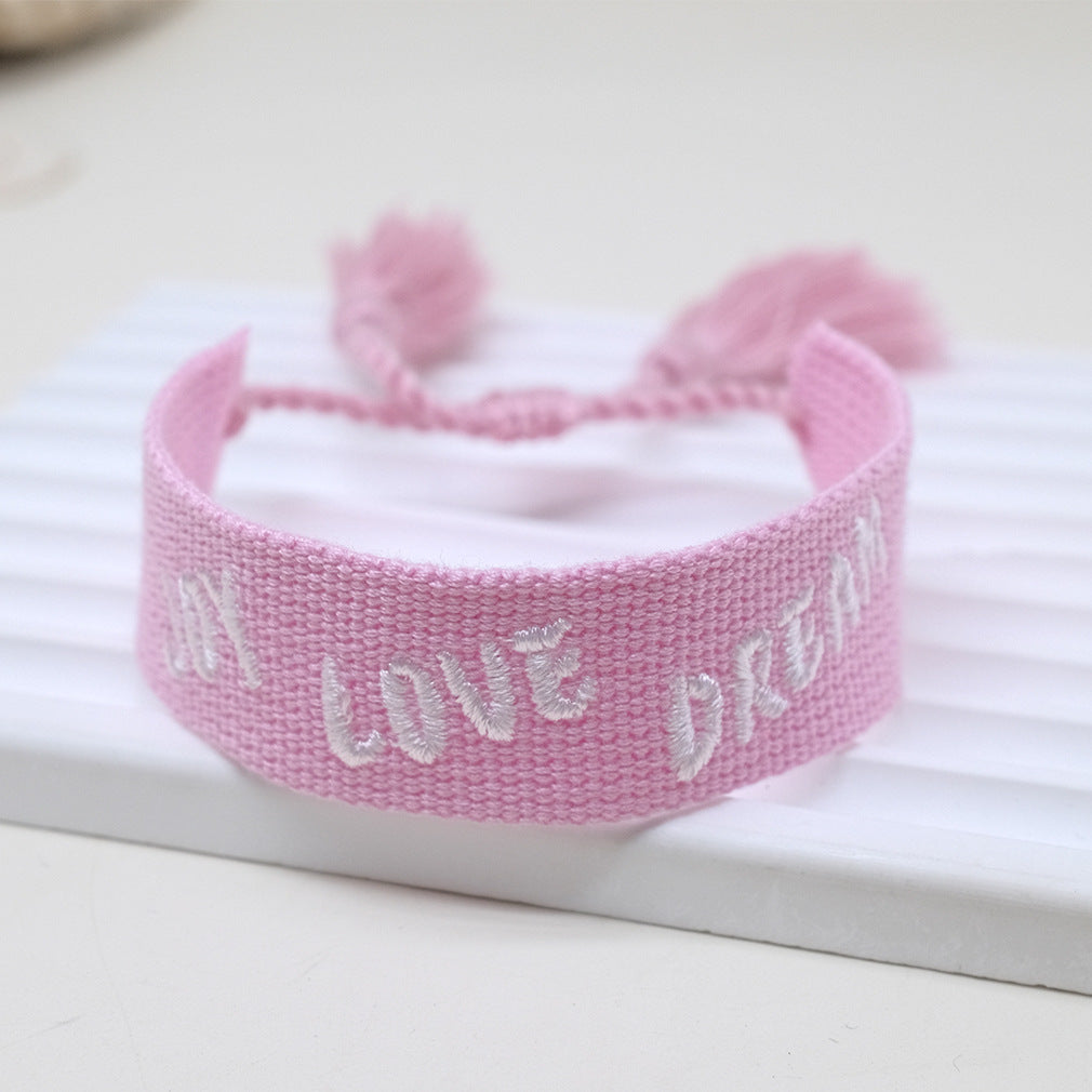 Wholesale Cord Embroiderable Logo Letter Bracelet